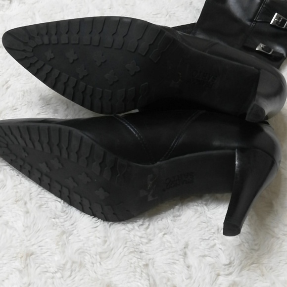 Franco Sarto Sexy Black Leather Heel Slip On Boots - Picture 7 of 8